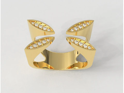 Открытое кольцо с бриллиантом 3D Принт Модель