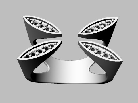 Diamond Open Ring 3Dプリントモデル