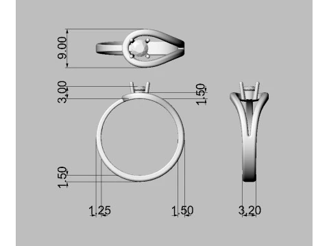 4mm Diamond Ring 3D Print Model