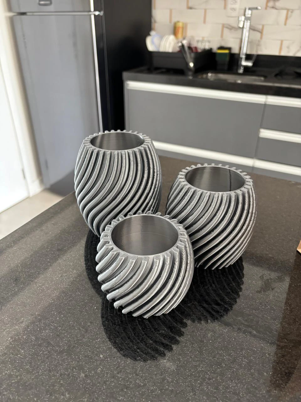 3 Plant Vases - 12cm 95cm and 7cm 3D Print Model .c4d .max .obj .3ds .fbx .stl .blend 