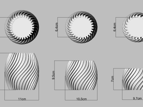 3 Plant Vases - 12cm 95cm and 7cm Modelo de Impressão 3D