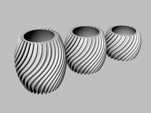 3 Plant Vases - 12cm 95cm and 7cm 3D Print Model