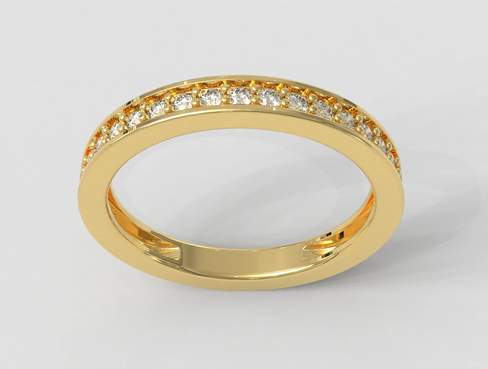 Classic Half Diamond Wedding Band 3D Print Model .c4d .max .obj .3ds .fbx .stl .blend