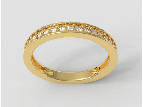 Классическое обручальное кольцо с полубриллиантами 3D Принт Модель