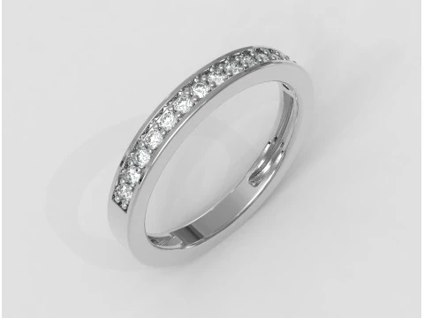 Classic Half Diamond Wedding Band 3D Print Model