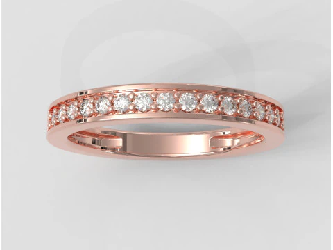 Classic Half Diamond Wedding Band 3D Print Model