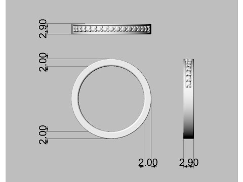 Classic Half Diamond Wedding Band 3D 프린트 모델