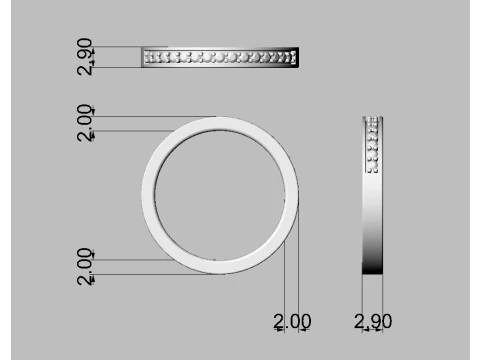 Classic Half Diamond Wedding Band 3D Print Model