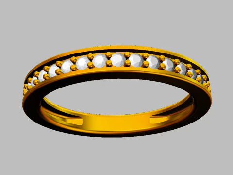 Classic Half Diamond Wedding Band 3D Print Model