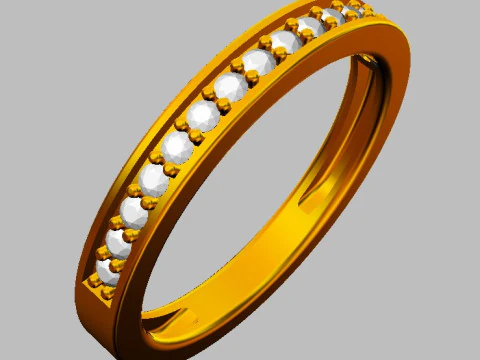 Classic Half Diamond Wedding Band 3D Print Model
