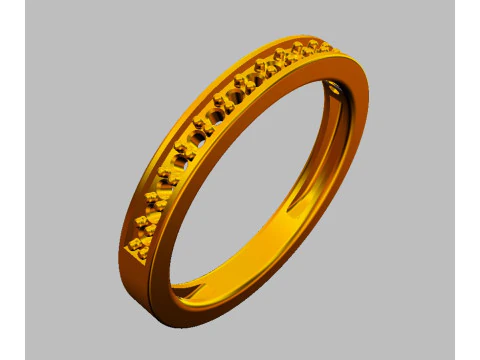 Classic Half Diamond Wedding Band 3D Print Model