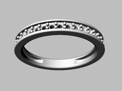 Classic Half Diamond Wedding Band 3D Print Model