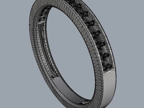 Classic Half Diamond Wedding Band 3D Print Model