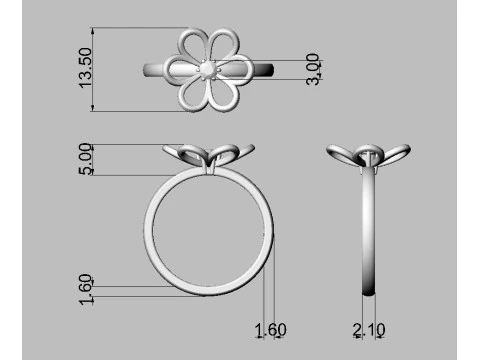 Flower Ring 3D Print Model