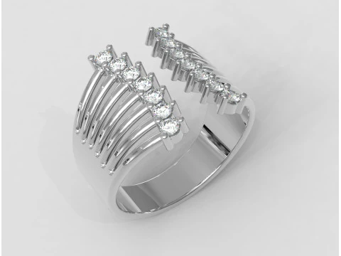 Modern Diamond Ring 3D Print Model