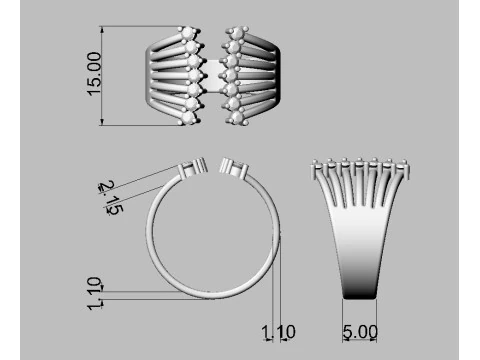 Modern Diamond Ring 3D Print Model