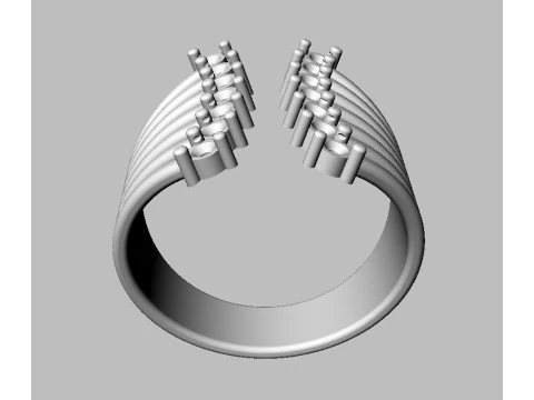 Modern Diamond Ring 3D Print Model