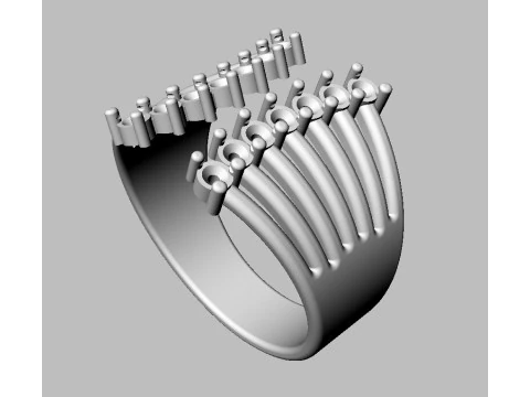 Modern Diamond Ring 3D Print Model