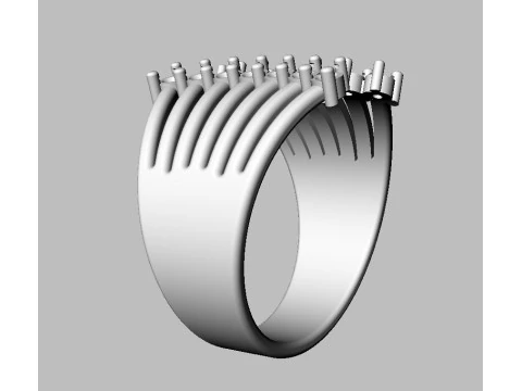 Modern Diamond Ring 3D Print Model