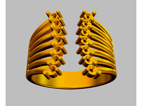 Modern Diamond Ring 3D Print Model