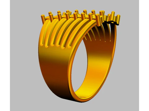 Modern Diamond Ring 3D Print Model