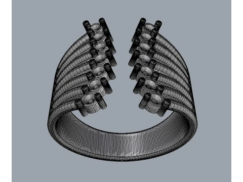 Modern Diamond Ring 3D Print Model
