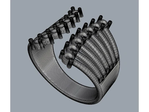 Modern Diamond Ring 3D Print Model