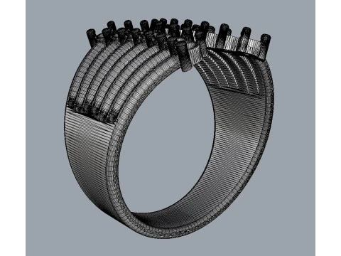 Modern Diamond Ring 3D Print Model