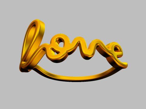 Love Word Ring 3D Print Model