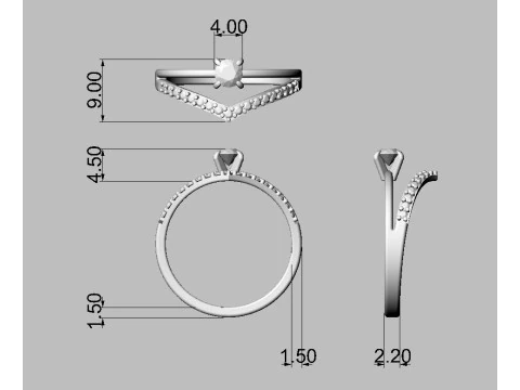 4mm Engagement Ring 3D Print Model