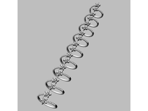 Flower Gemstone Open Ring 3D Print Model
