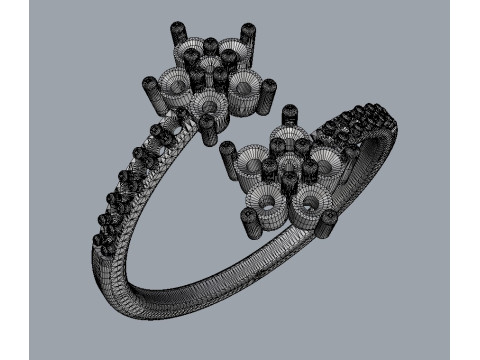 Flower Gemstone Open Ring 3D प्रिंट मॉडल