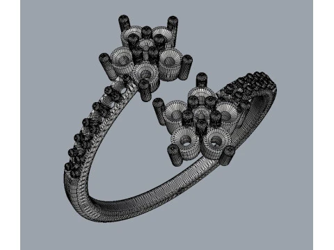 Flower Gemstone Open Ring 3D Print Model