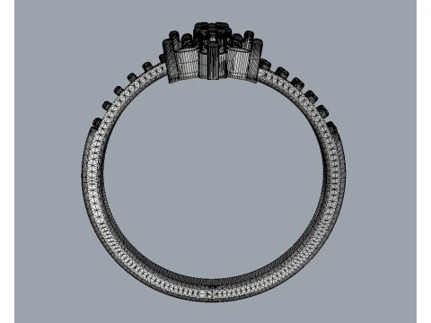 Flower Gemstone Open Ring 3D Print Model