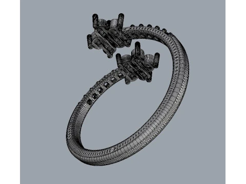 Flower Gemstone Open Ring 3D Print Model