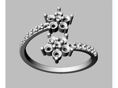 Flower Gemstone Open Ring 3D Print Model