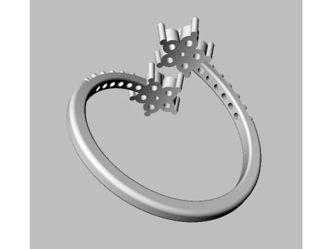 Flower Gemstone Open Ring 3D Print Model