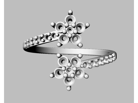 Flower Gemstone Open Ring 3D Print Model