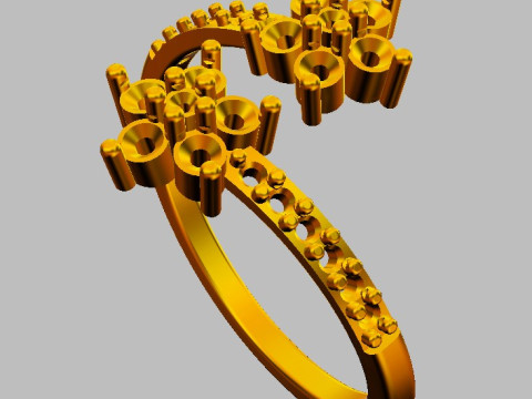 Flower Gemstone Open Ring 3D प्रिंट मॉडल