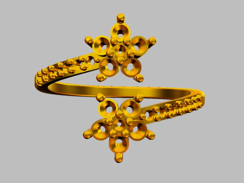 Flower Gemstone Open Ring 3D Print Model