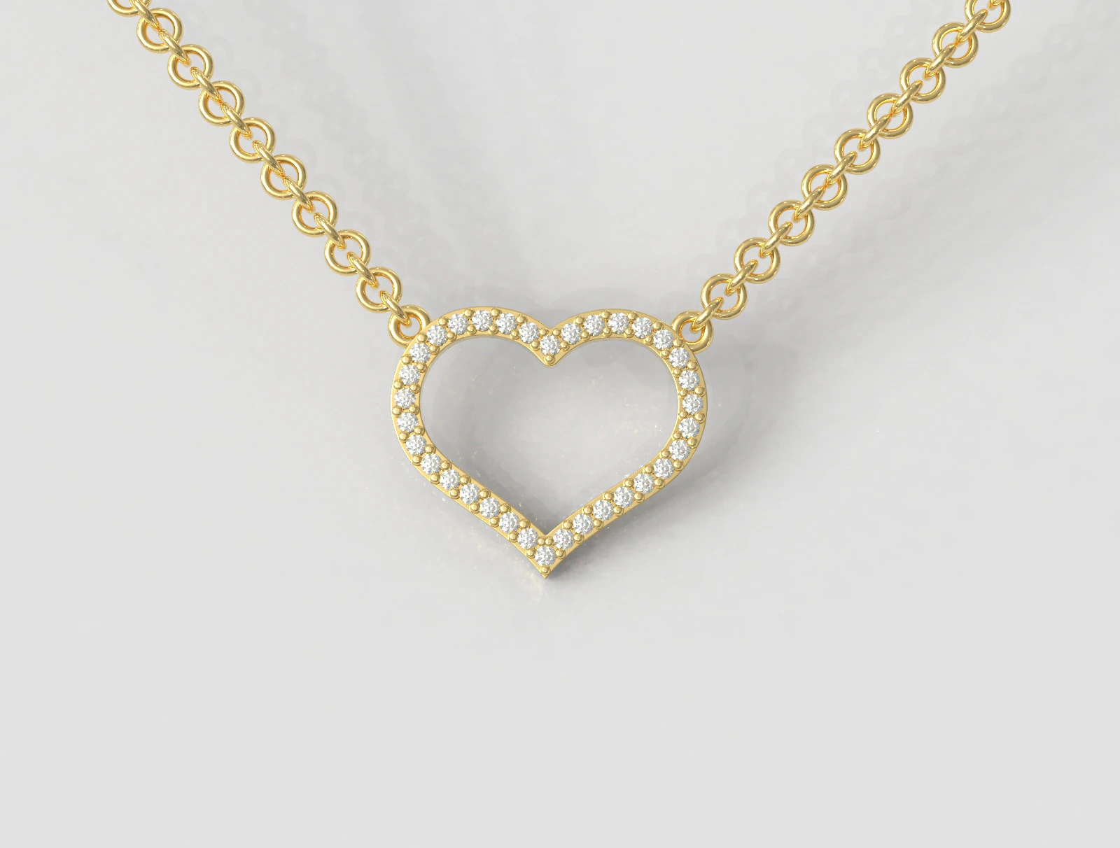 Diamond Heart Necklace 3D Print Model .c4d .max .obj .3ds .fbx .stl .blend 