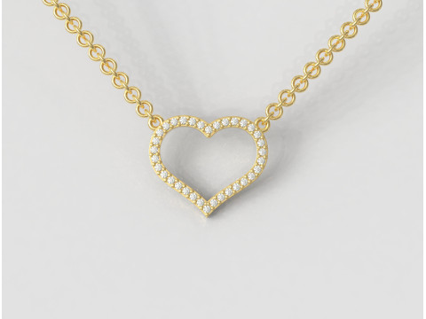 Diamond Heart Necklace 3D Print Model