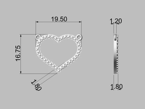Diamond Heart Necklace 3D Print Model