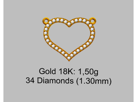 Diamond Heart Necklace Modelo de impresión 3D