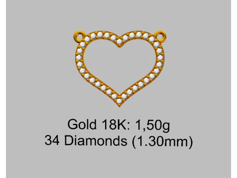 Diamond Heart Necklace 3D Print Model