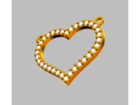 Diamond Heart Necklace 3D Print Model