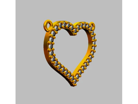 Diamond Heart Necklace 3D Print Model