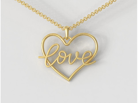 Love Heart Pendant 3Dプリントモデル