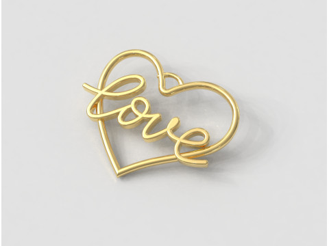 Love Heart Pendant 3D Print Model