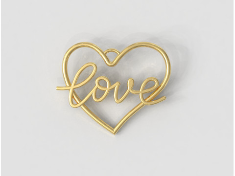 Love Heart Pendant 3D Print Model